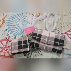 Kate Spade Pink and Black Plaid Shoulder Bag